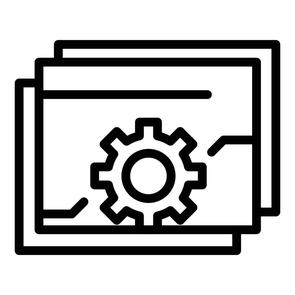 Api gear web icon, outline style vector