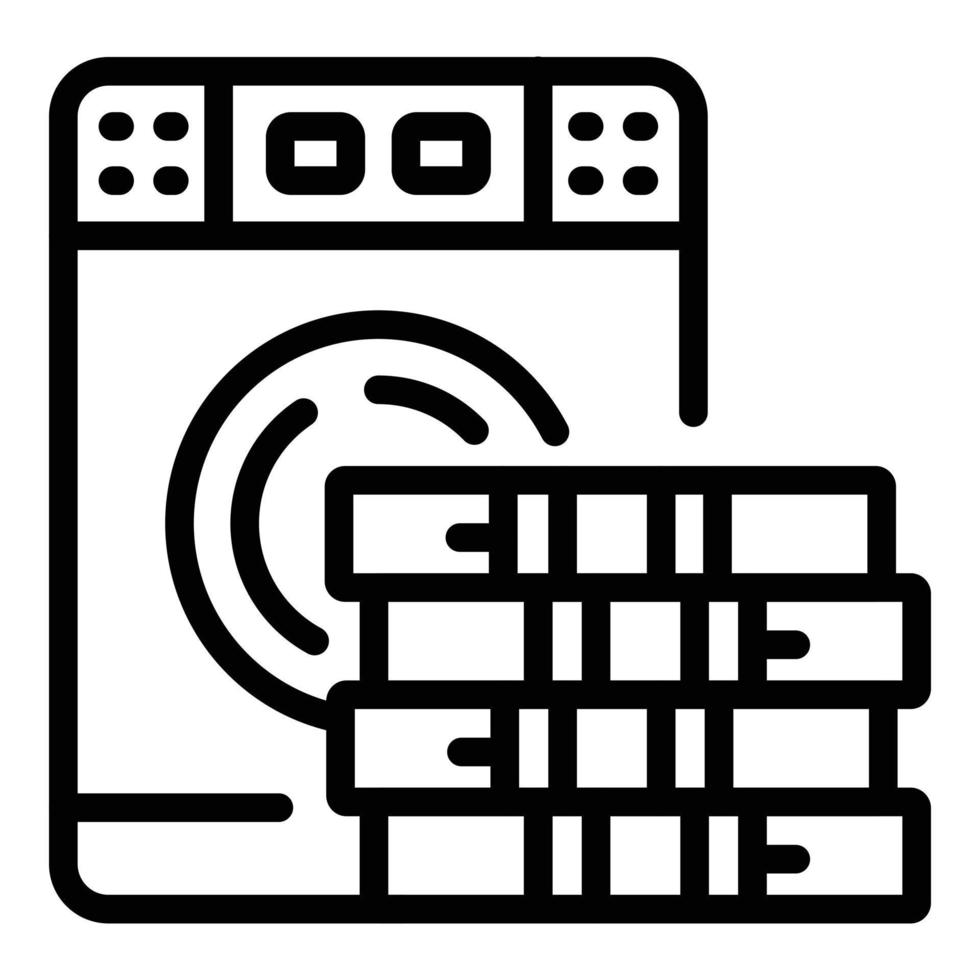 Laundry money machine icon, outline style vector
