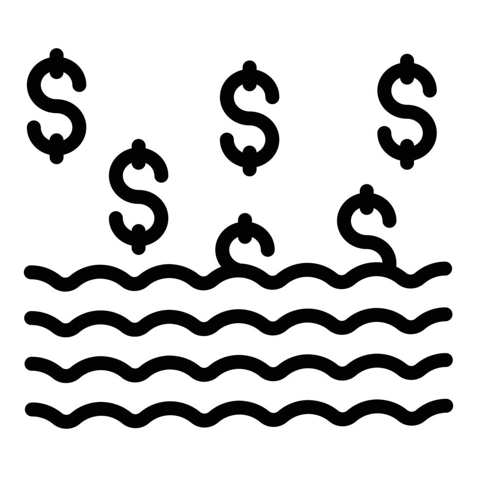 Lake laundry money icon, outline style vector
