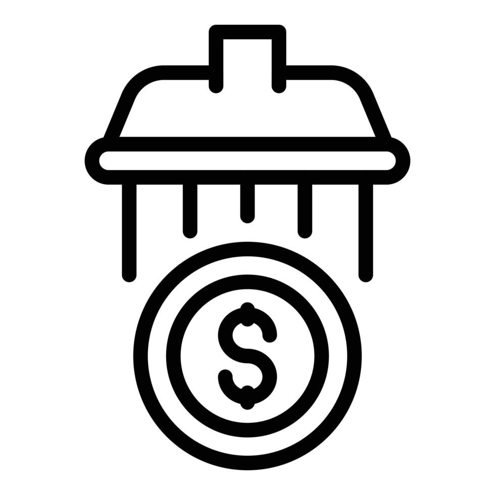 Laundry money shower icon, outline style vector