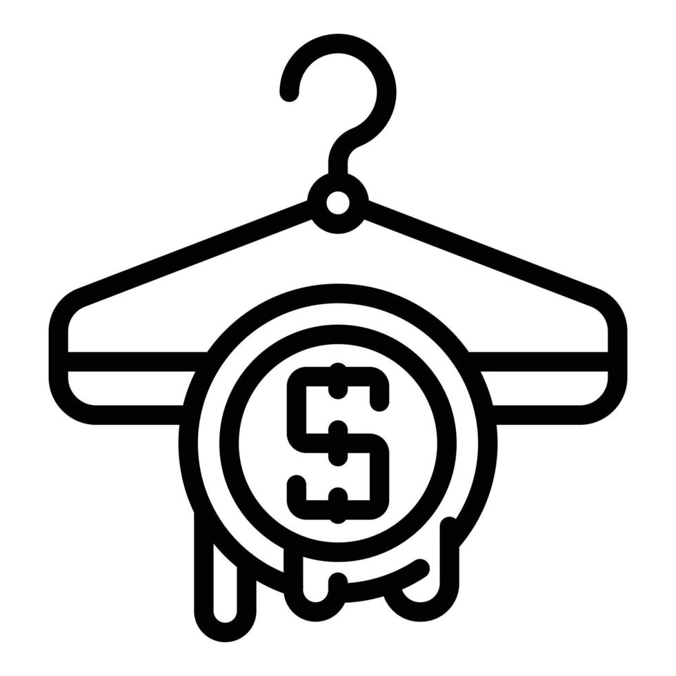 icono de colgador de dinero de lavandería, estilo de esquema vector