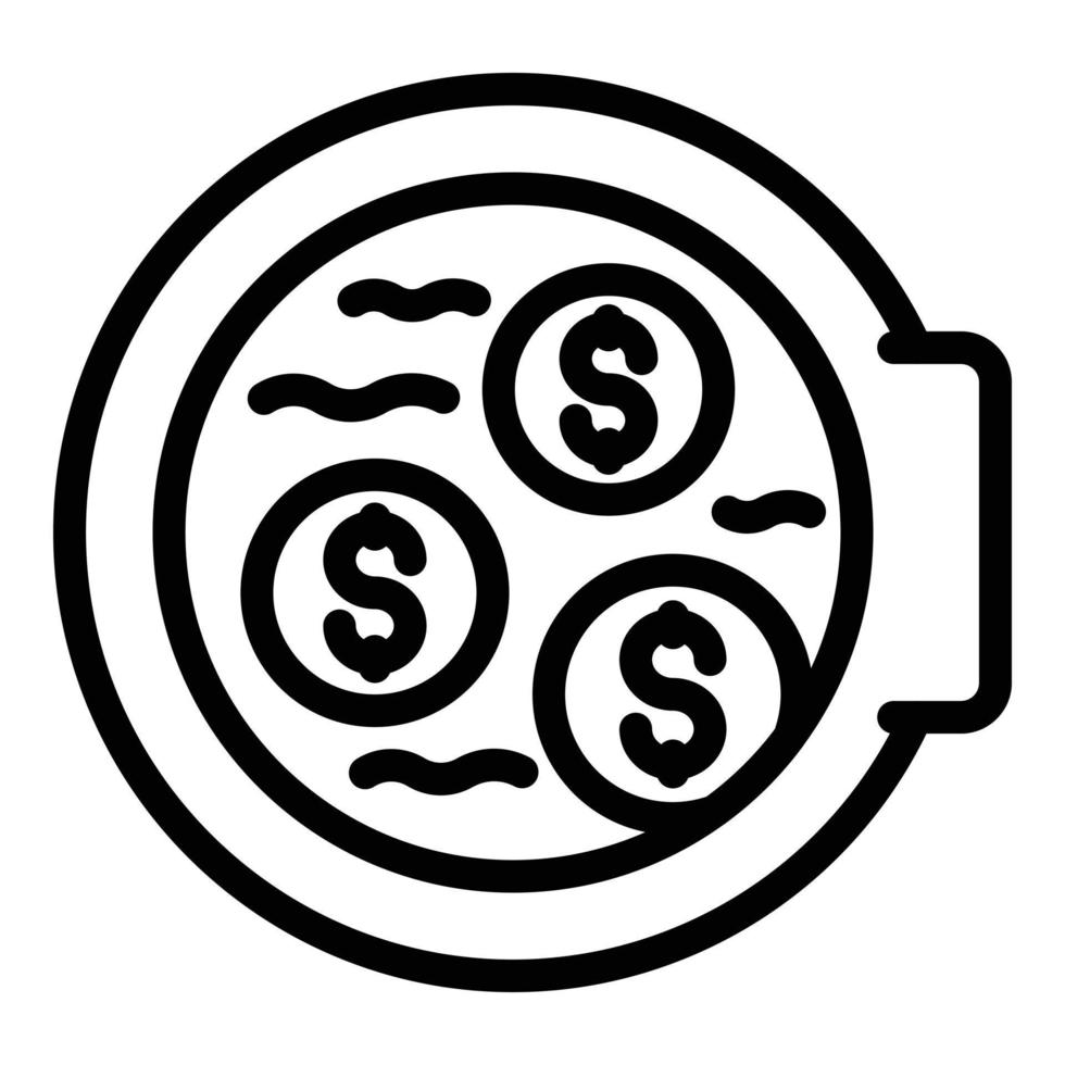 Laundry money coin wash icon, outline style vector