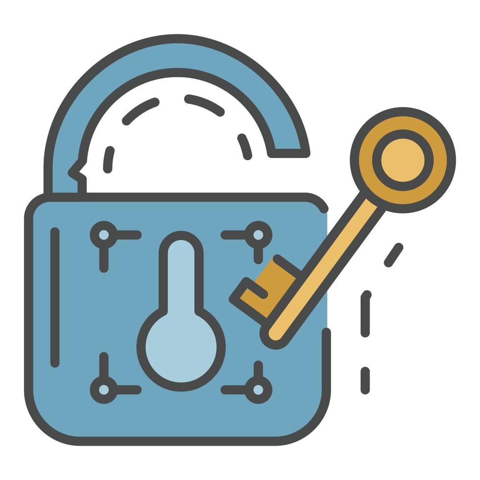 Unlock device security icon color outline vector
