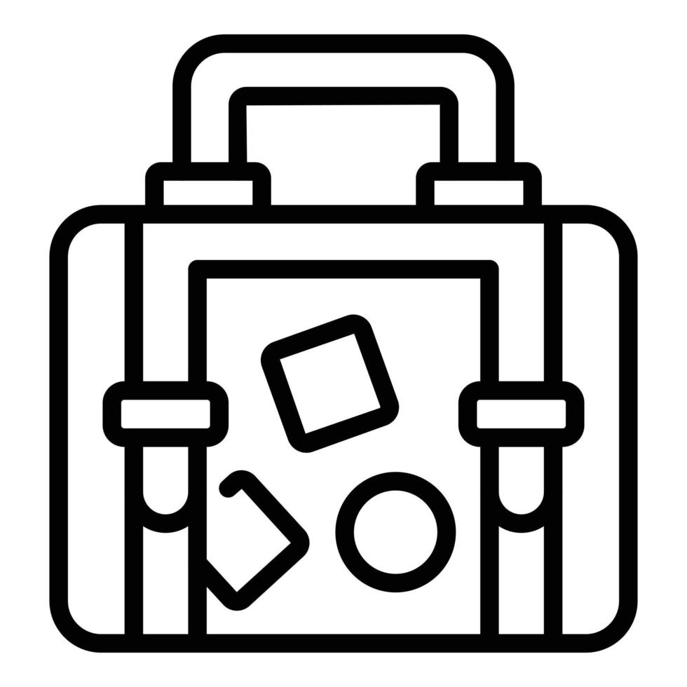 Travel suitcase icon outline vector. Luggage bag vector