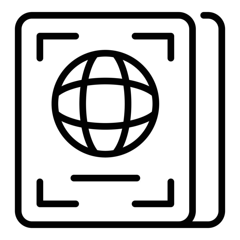 vector de contorno de icono de pasaporte. documento de identidad