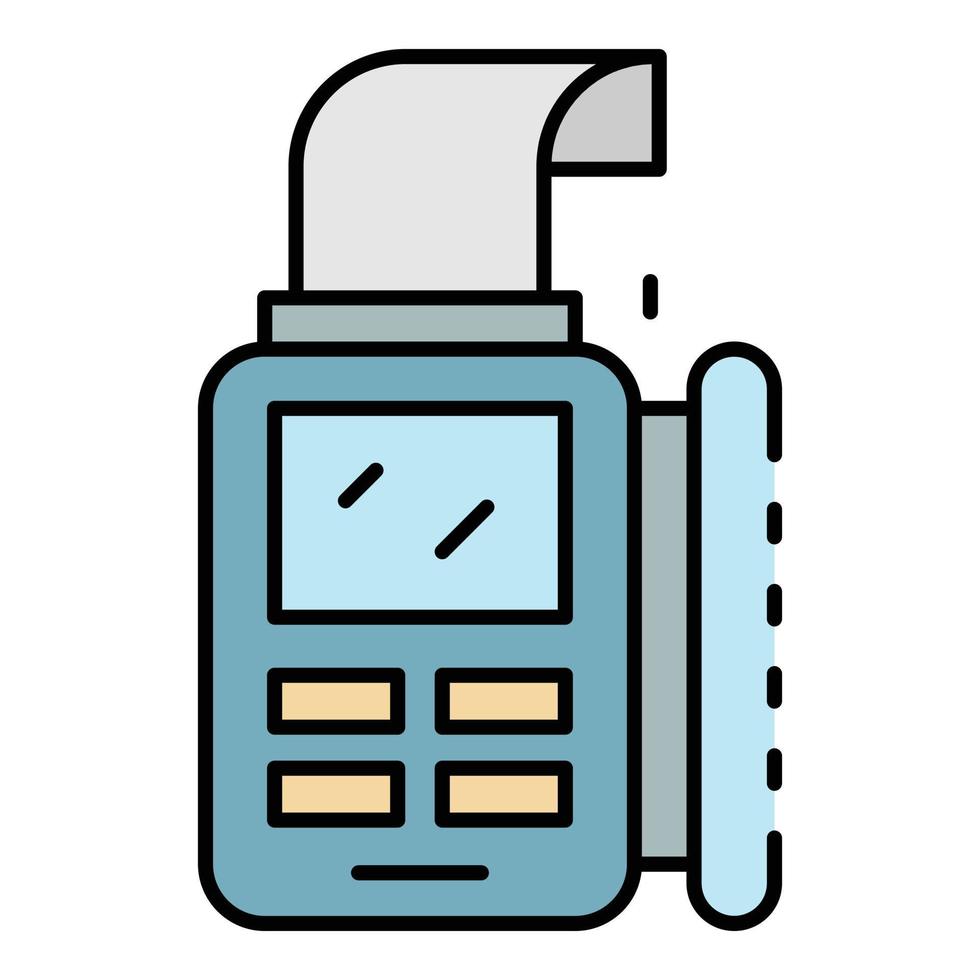 Bill paper pos terminal icon color outline vector