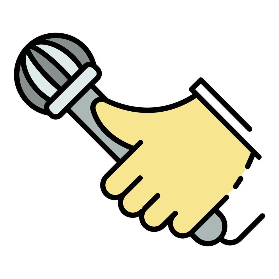 Rap microphone icon color outline vector