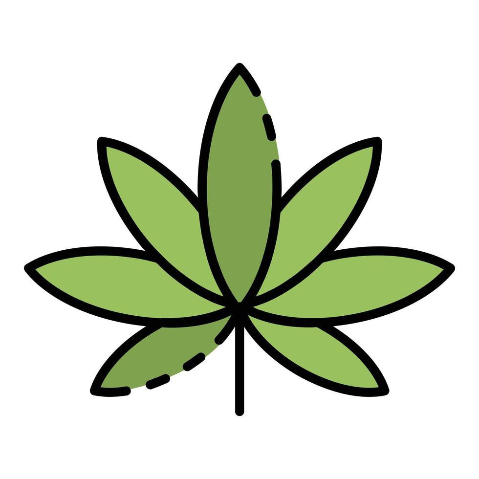 vector de contorno de color de icono de hoja de cannabis