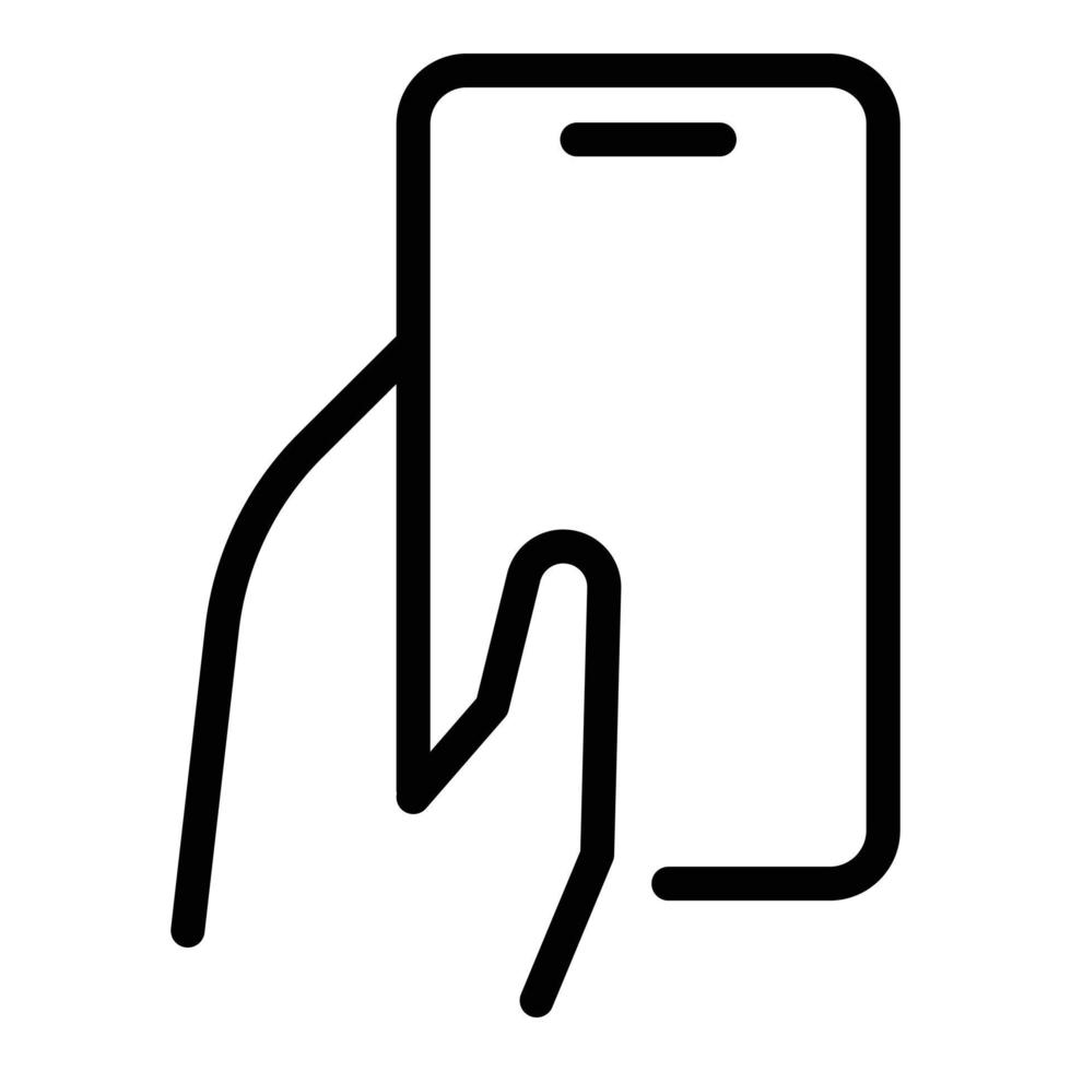 Hand cellphone icon outline vector. Hold phone vector