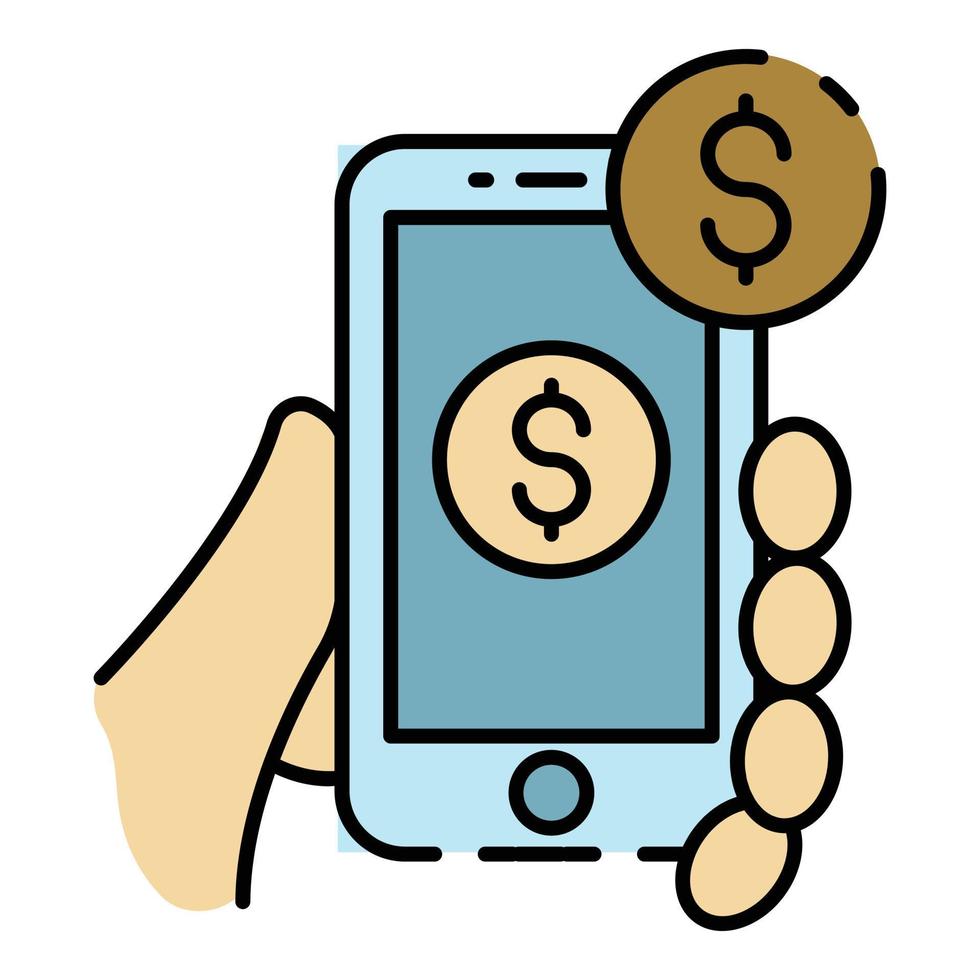 Web smartphone banking icon color outline vector