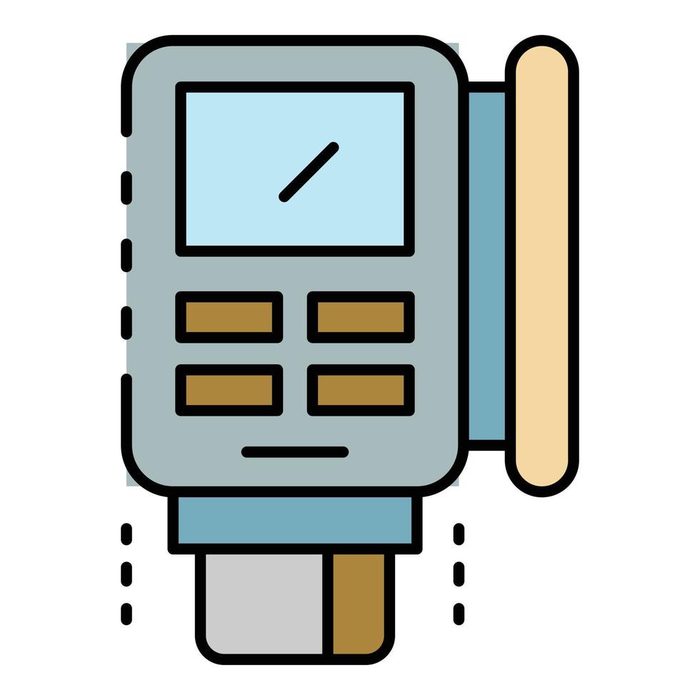 Invoice pos terminal icon color outline vector