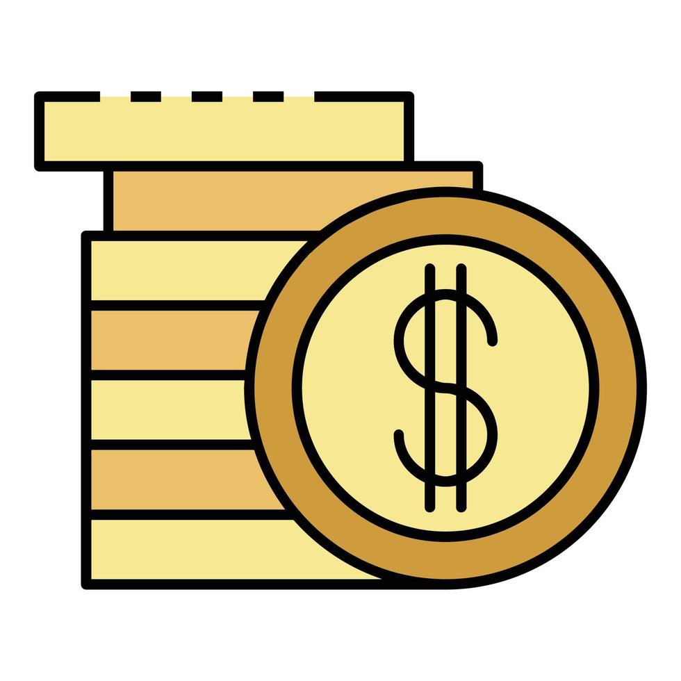 Money stack coin icon color outline vector