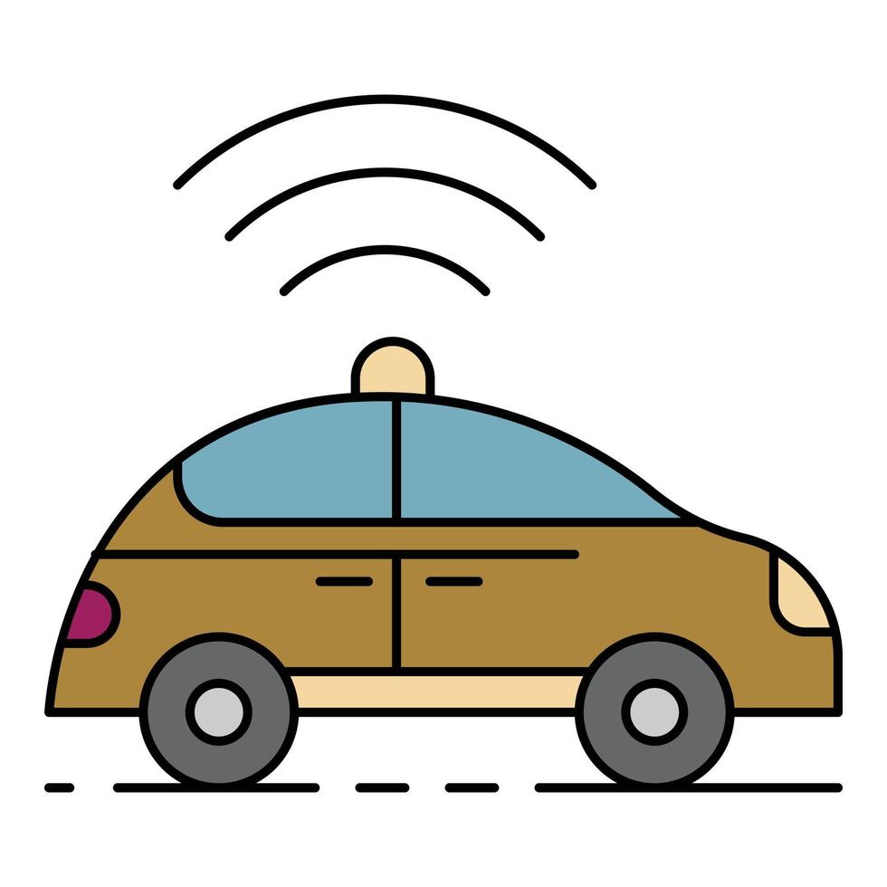 Self driving car icon color outline vector