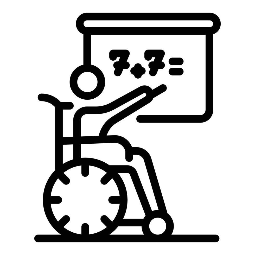 Wheelchair man at school icon, outline style vector