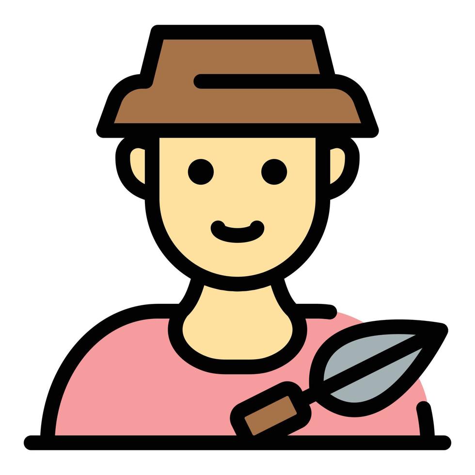 Farmer icon color outline vector