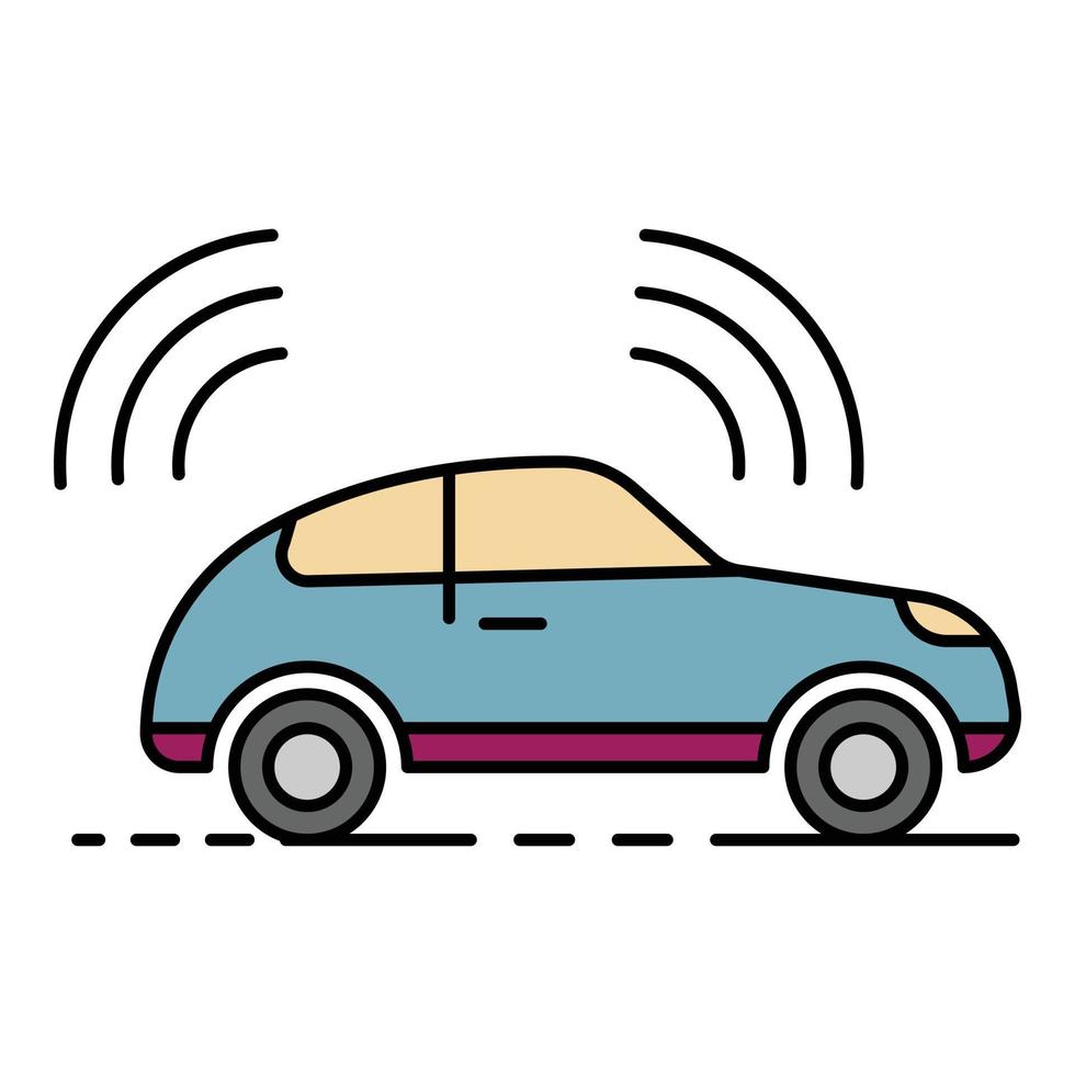 Electric driverless car icon color outline vector