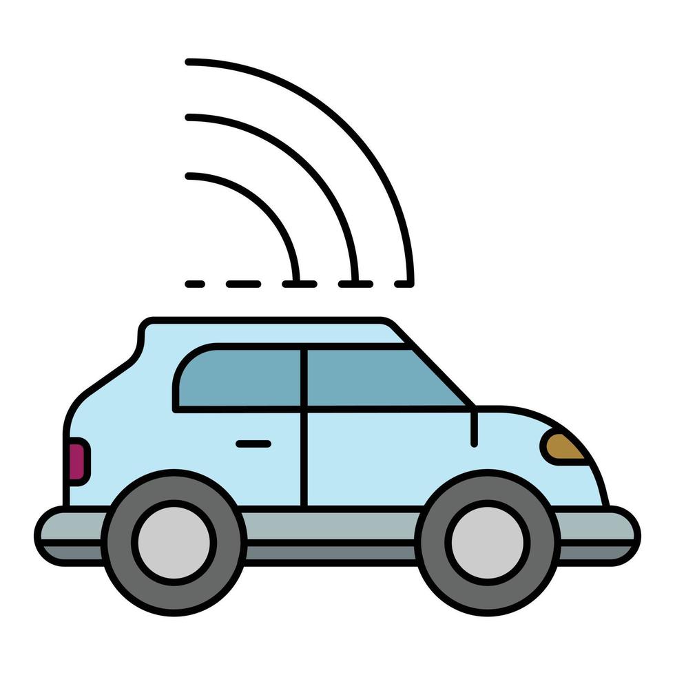 Safety driverless car icon color outline vector