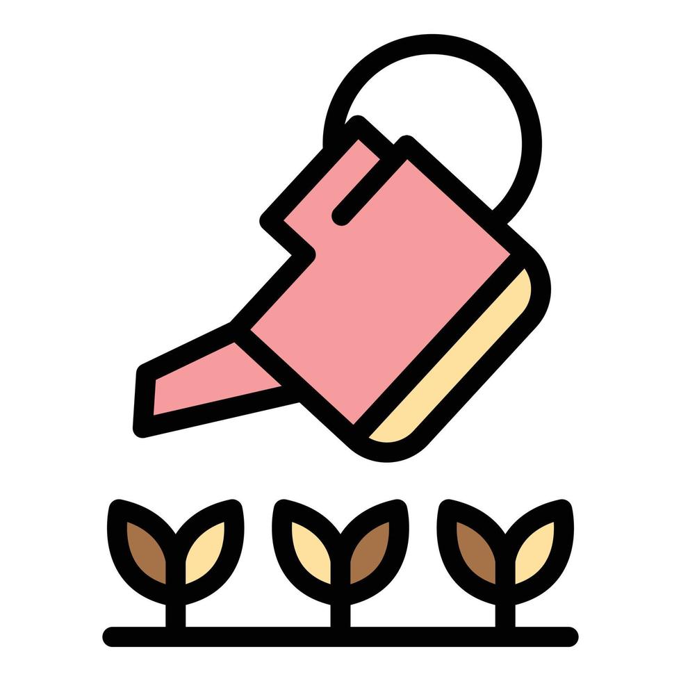 Garden watering can icon color outline vector