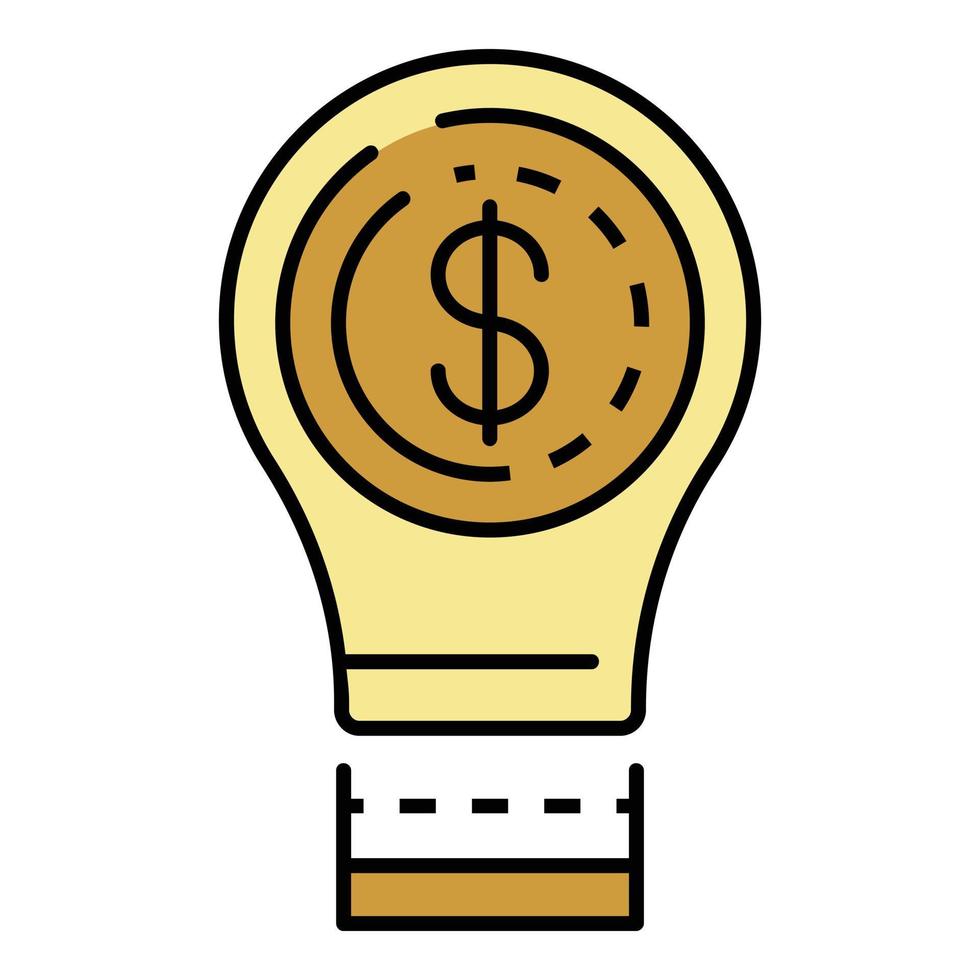 Bulb money idea icon color outline vector