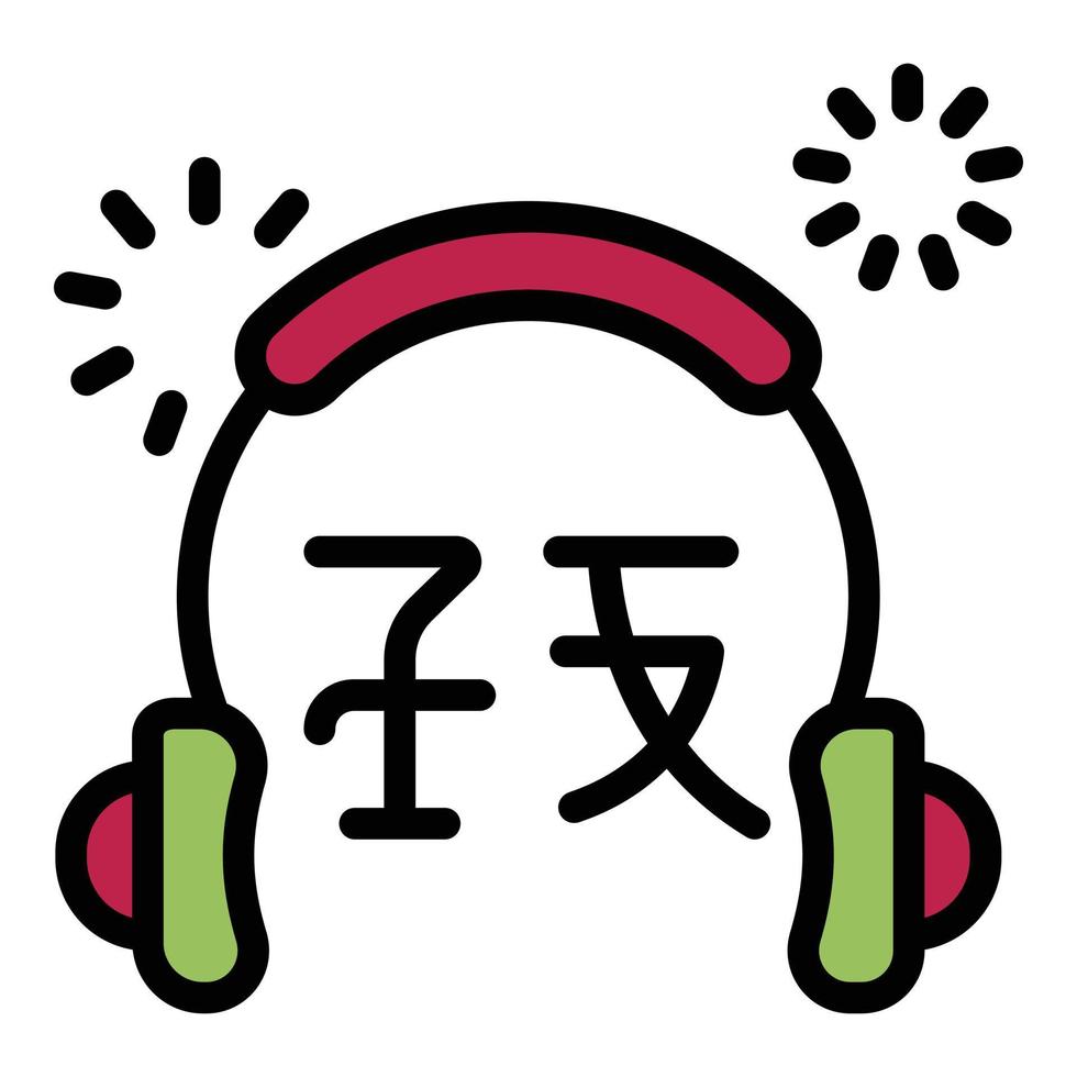 traductor auriculares icono color contorno vector