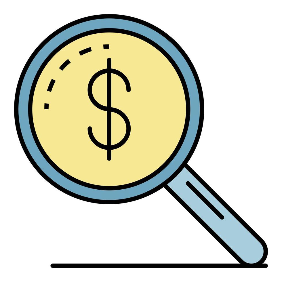 Search money magnify glass icon color outline vector