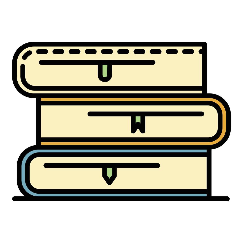 School book stack icon color outline vector