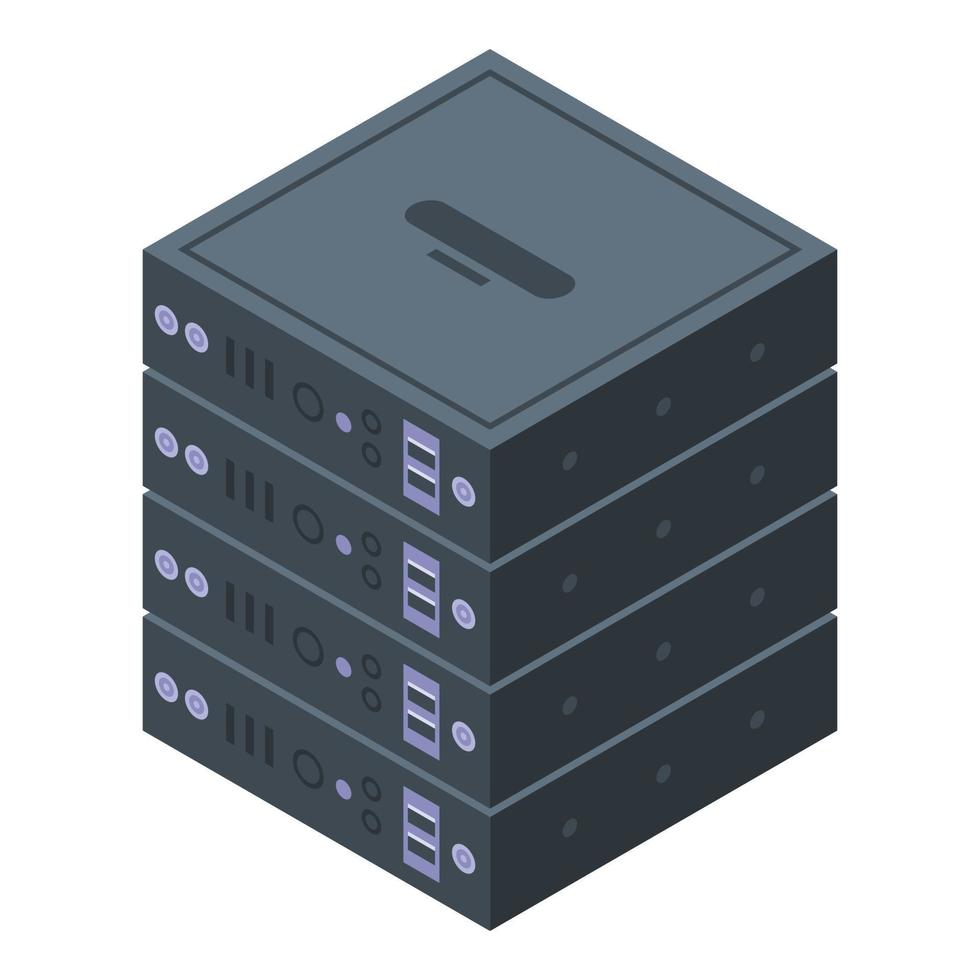 Server rack storage icon, isometric style vector