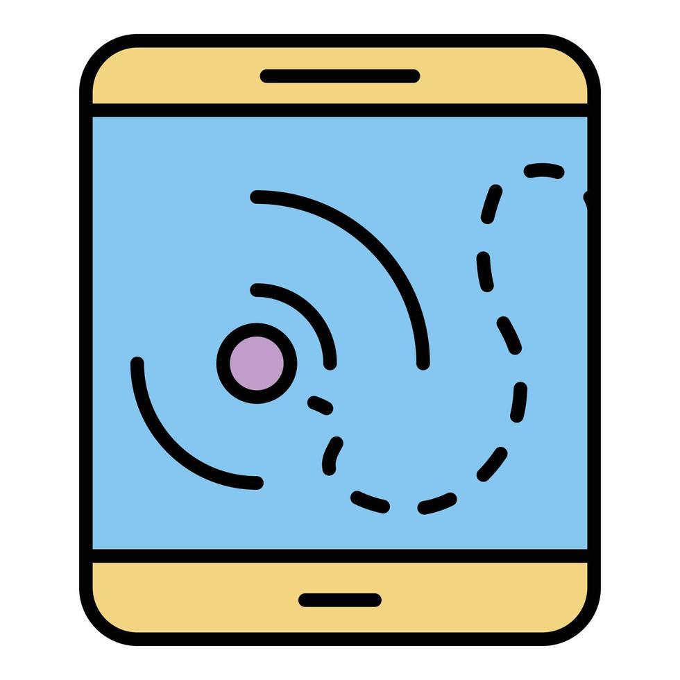 Tablet drone route icon color outline vector