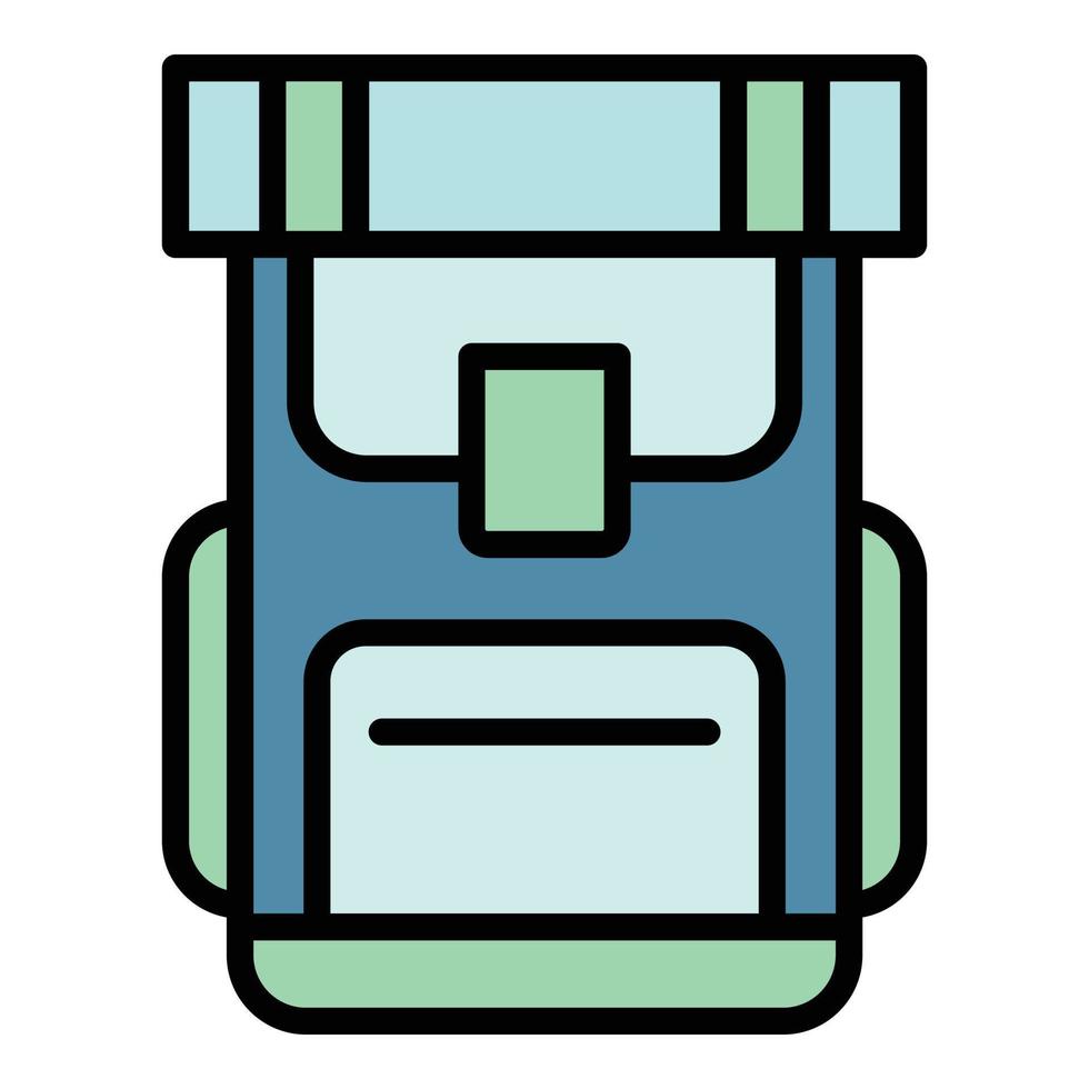 Hiking backpack icon color outline vector