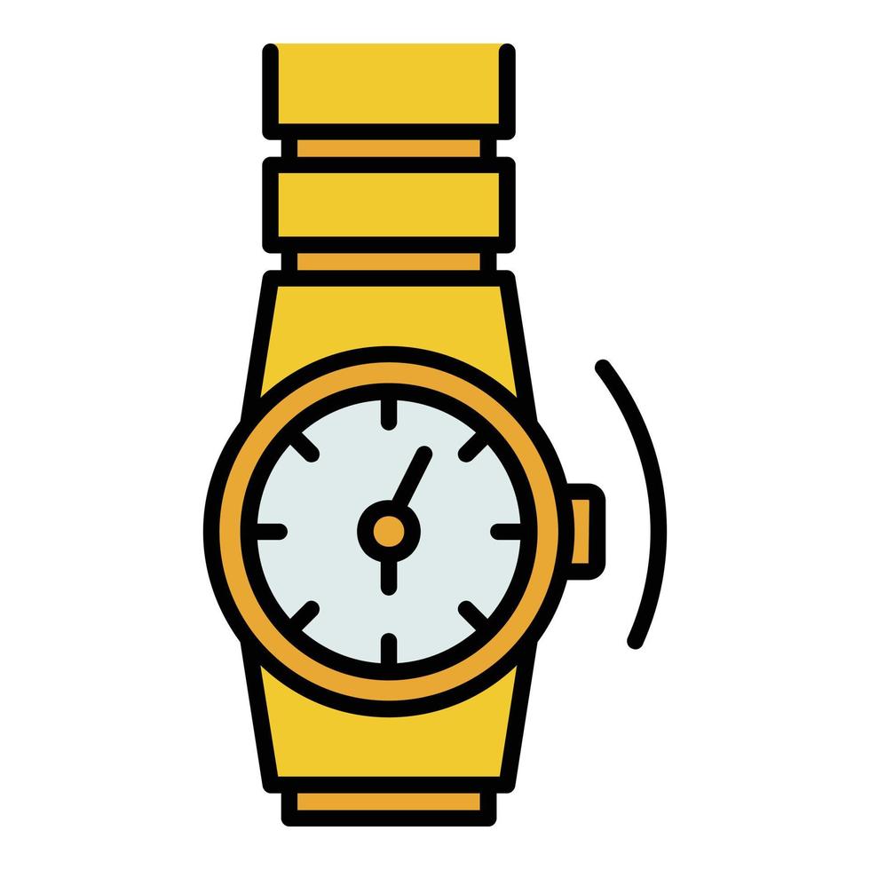Gold rap watch icon color outline vector