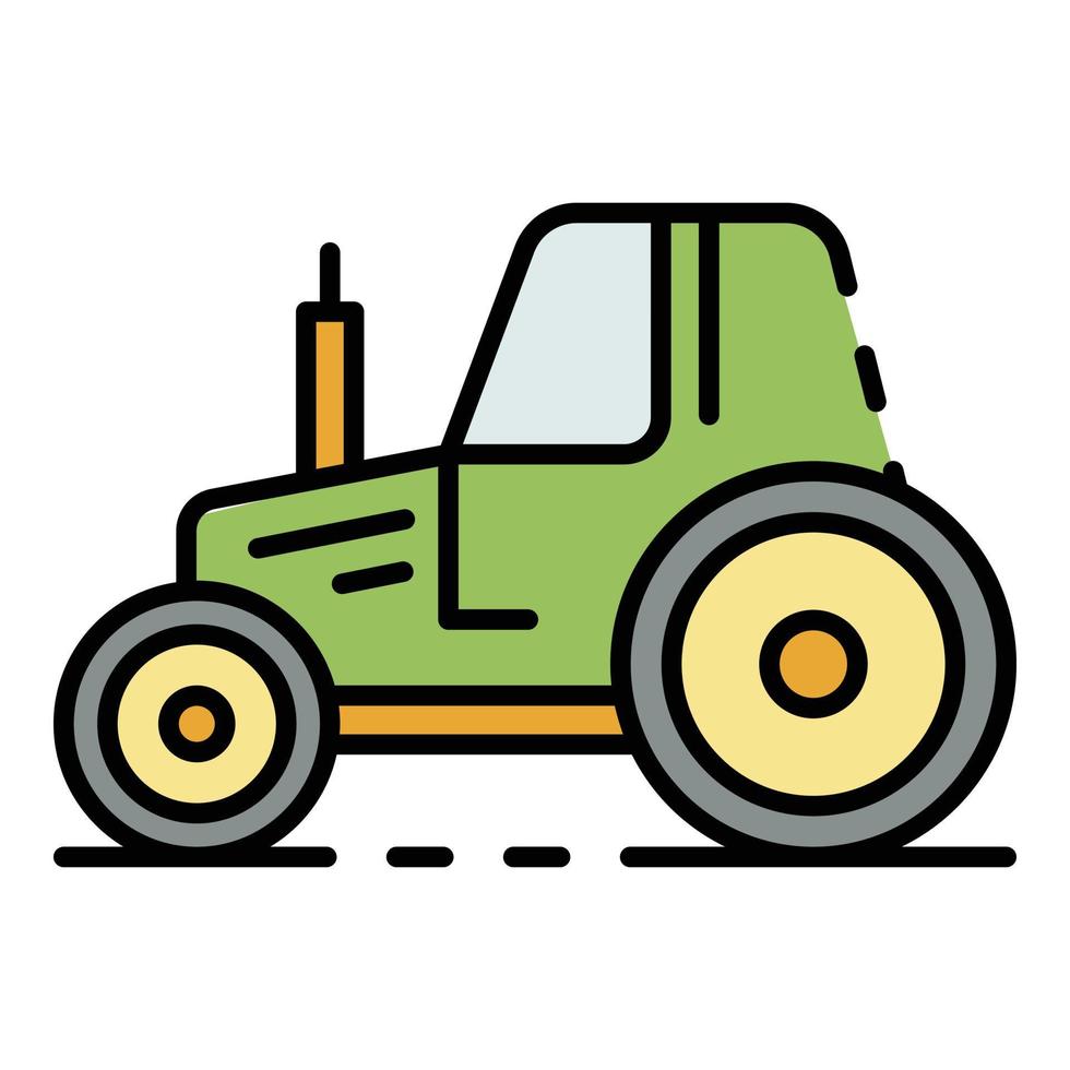 Village tractor icon color outline vector
