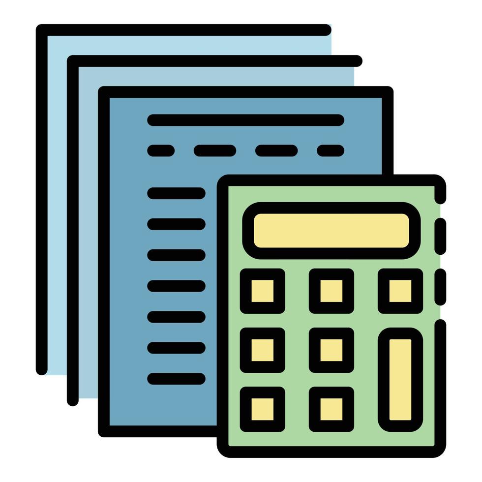 Finance calculator report icon color outline vector