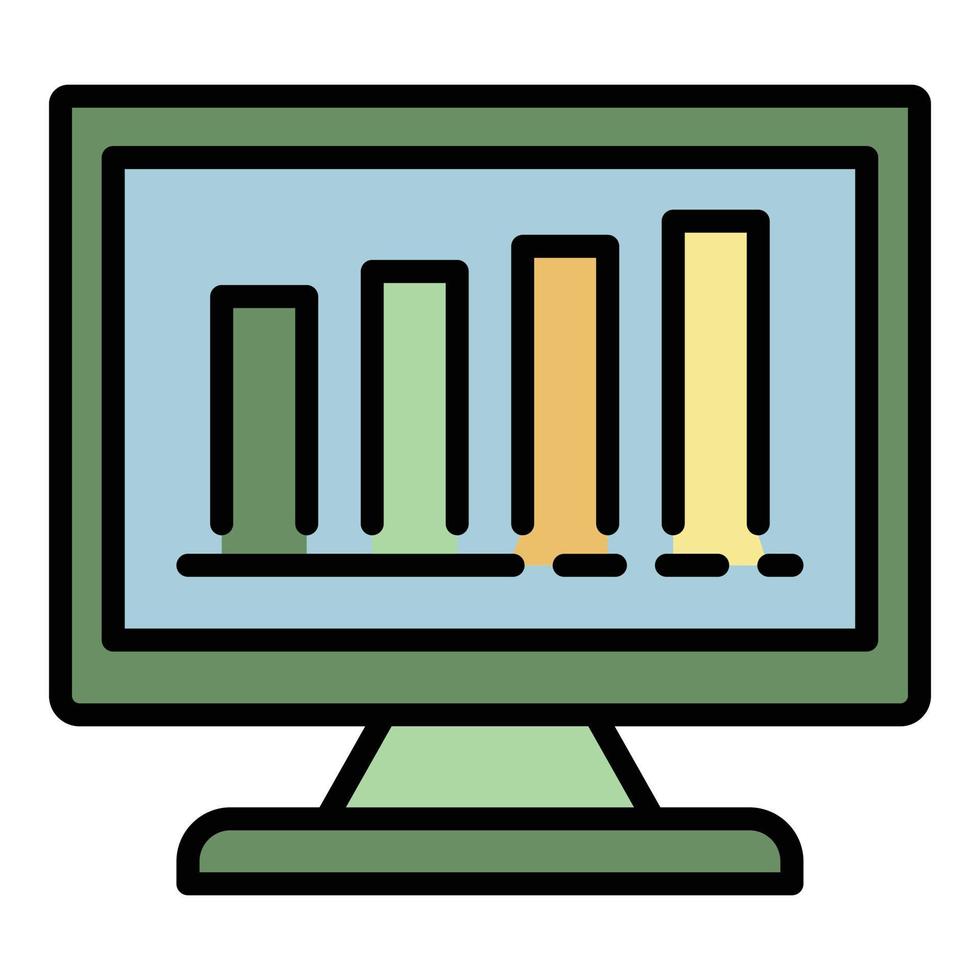 Report graph monitor icon color outline vector