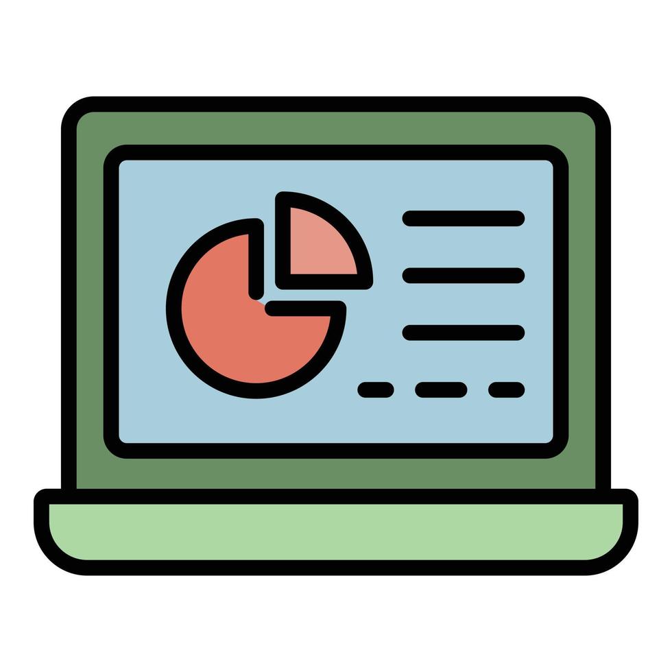 Computer finance report icon color outline vector