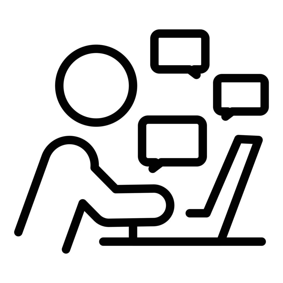 Human resources online chat icon, outline style vector
