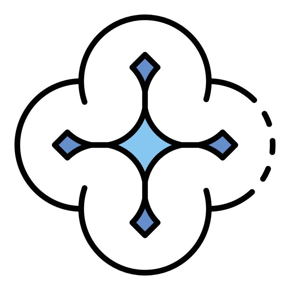 Flying drone icon color outline vector