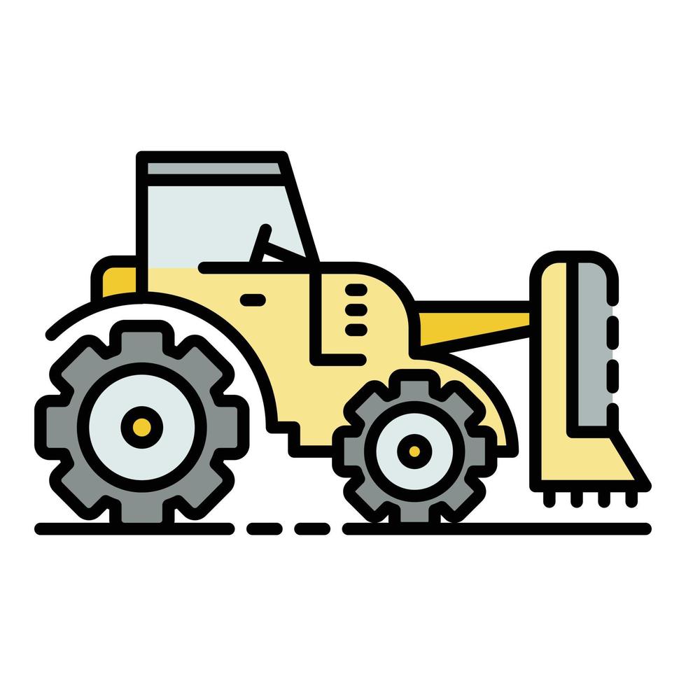 Tractor grass cutter icon color outline vector