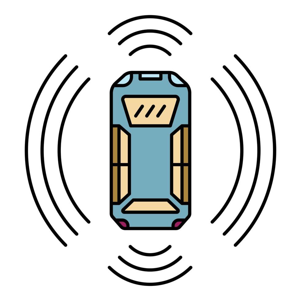 Intelligent car icon color outline vector