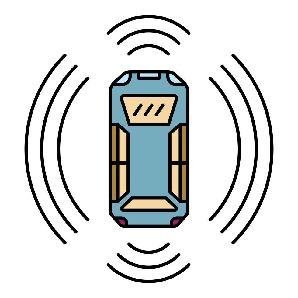 vector de contorno de color de icono de coche inteligente