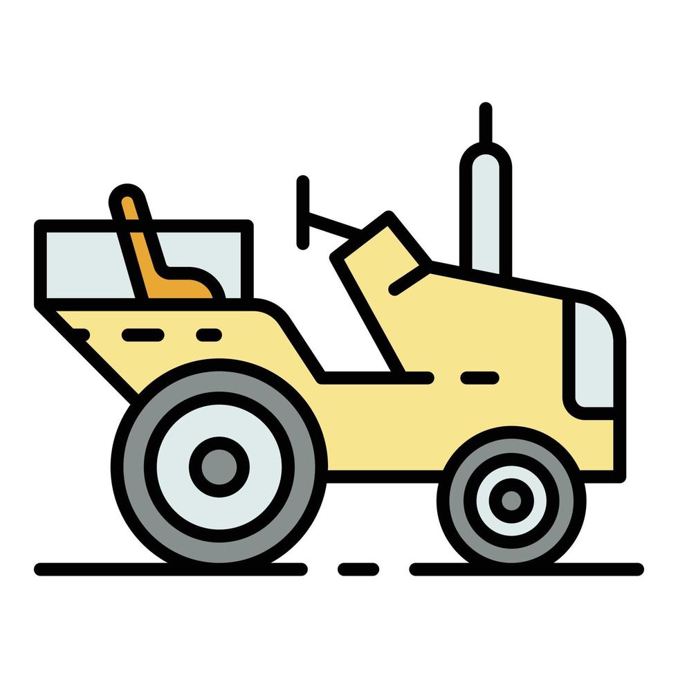 Farm tractor icon color outline vector