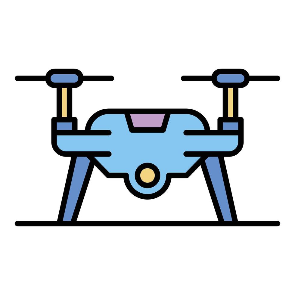 Drone on ground icon color outline vector