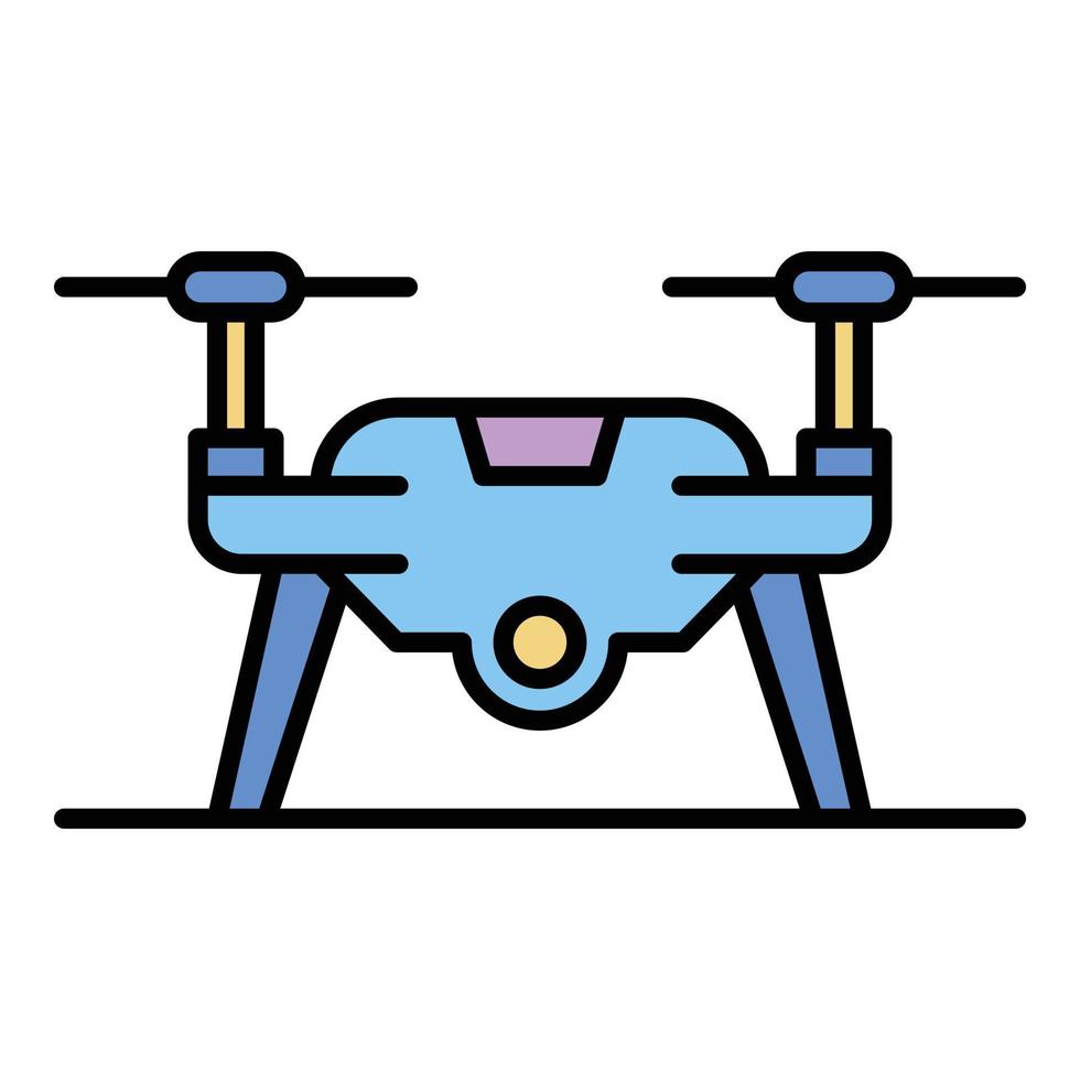 Drone on ground icon color outline vector