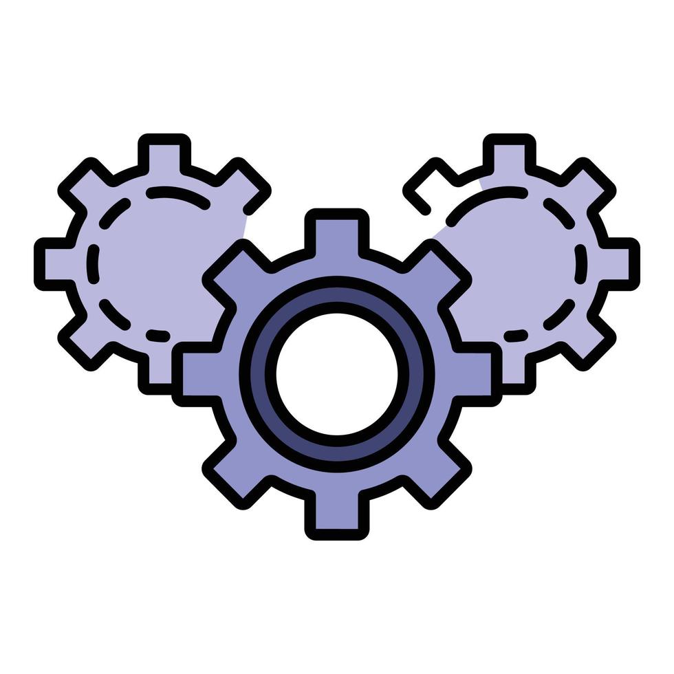 Gear teamwork icon color outline vector