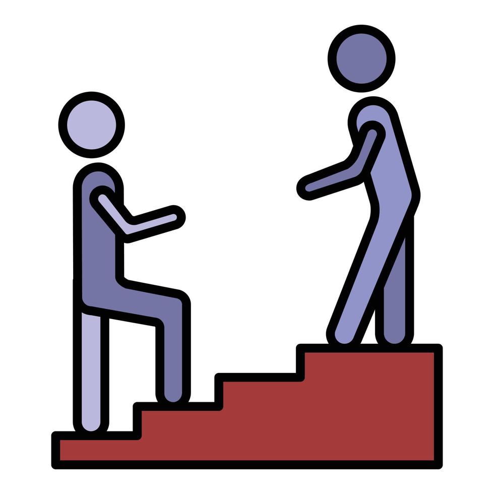 Man stairs hand help icon color outline vector