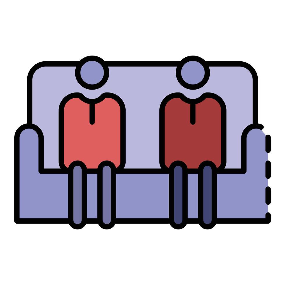 People in sofa icon color outline vector