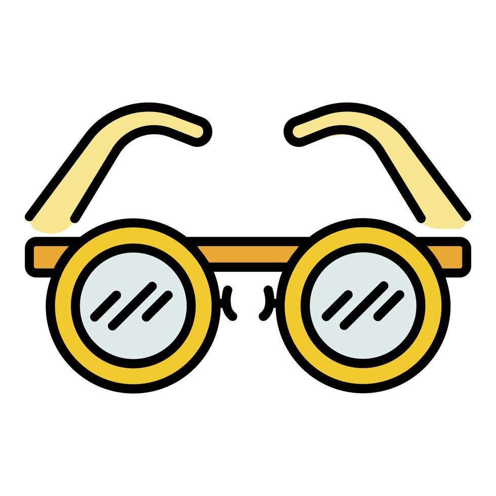 Sun round glasses icon color outline vector