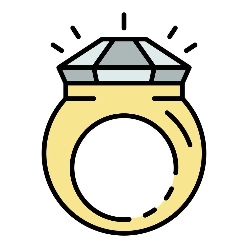 Rap diamond ring icon color outline vector