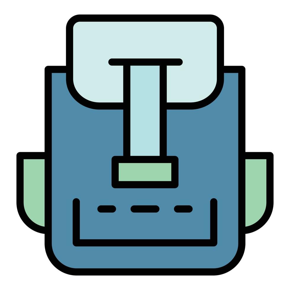 Canvas backpack icon color outline vector