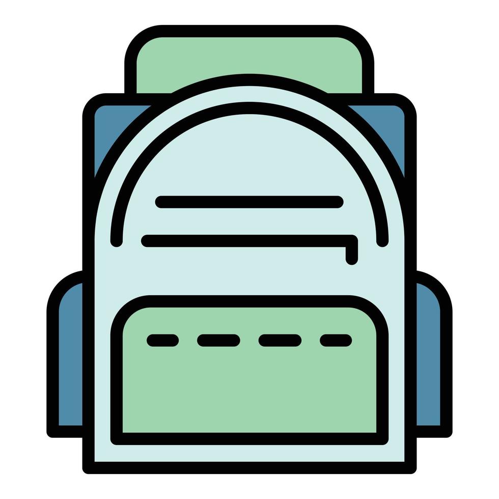 Kid backpack icon color outline vector