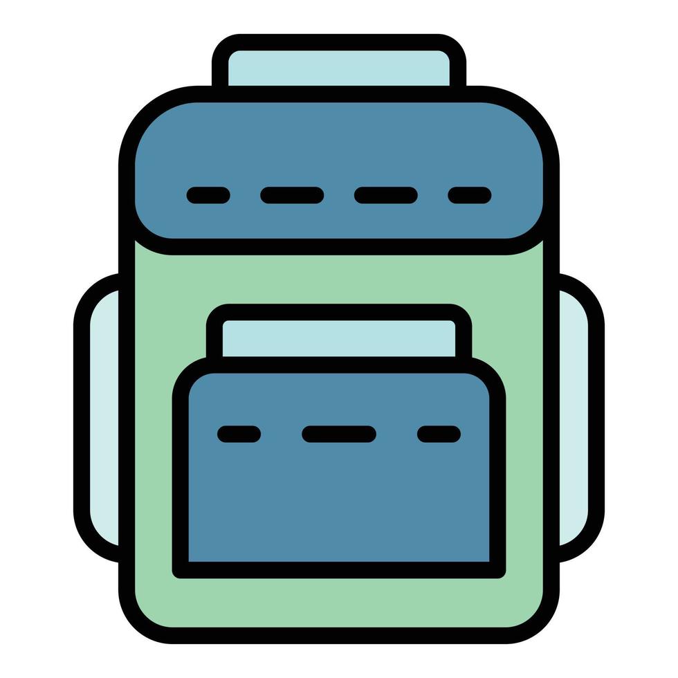 Textile backpack icon color outline vector